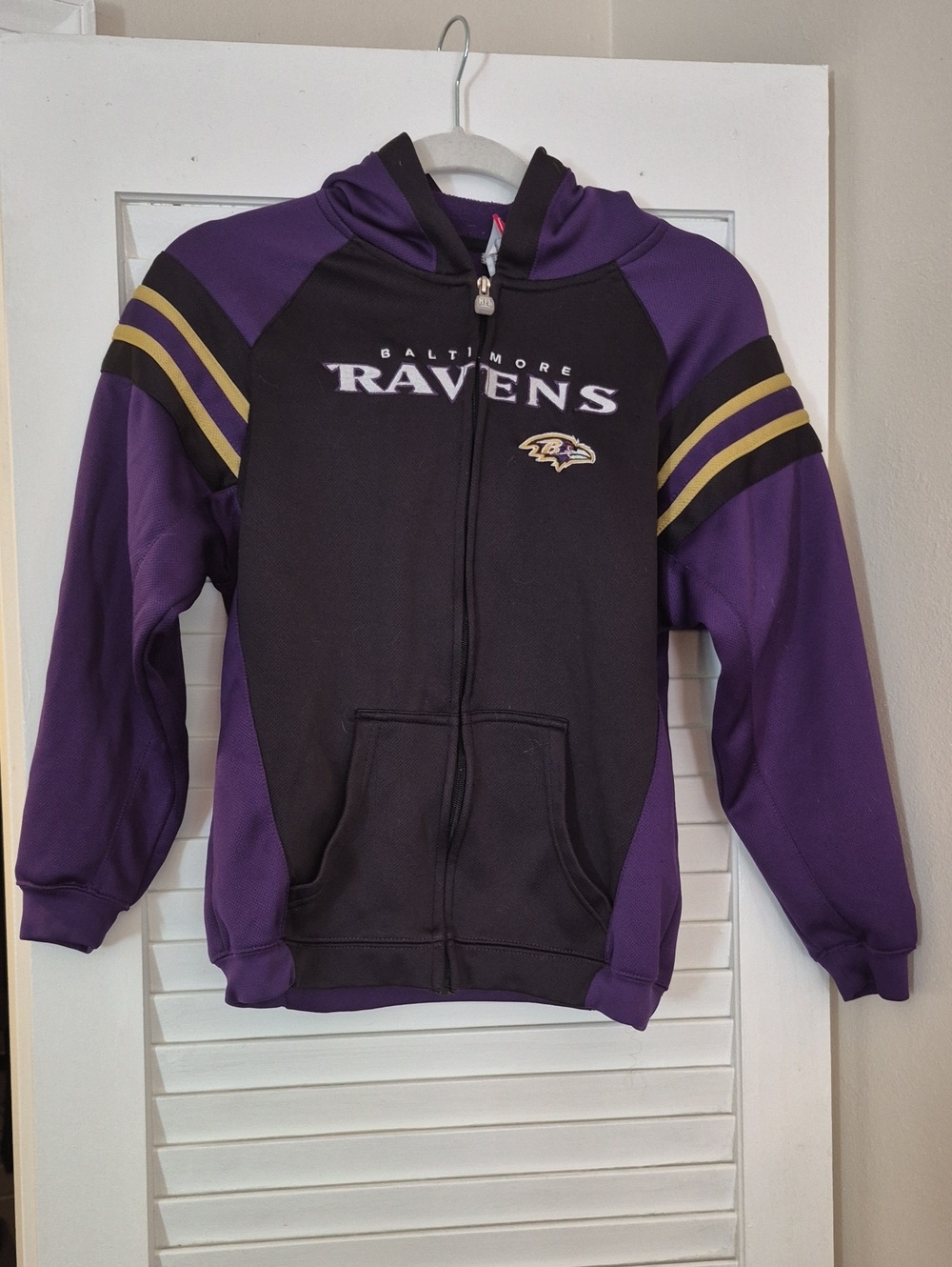 Authentic NFL Baltimore Ravens Black, Purple & Gold Zip Hoodie Unisex M (10/12)